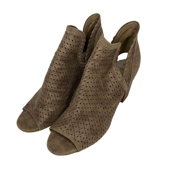 Fergalicious By Fergie Booties Women's 7.5*-8 Honey Sand Whop Stitch Open Toes - Picture 2 of 8